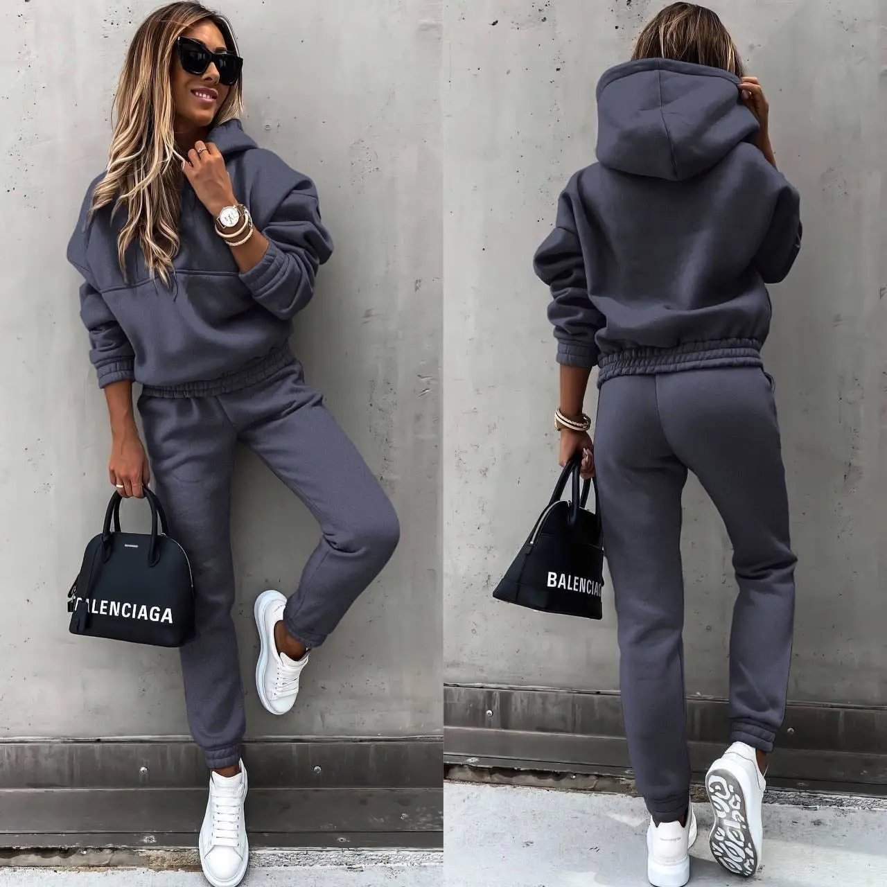 Women's Two Piece Set | Hooded Top, Tapered Joggers