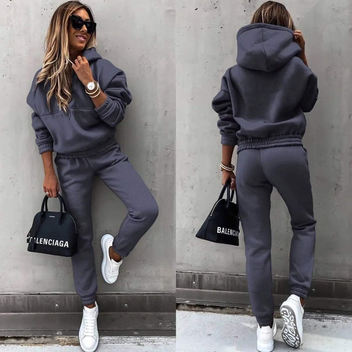 Women's Two Piece Set | Hooded Top, Tapered Joggers