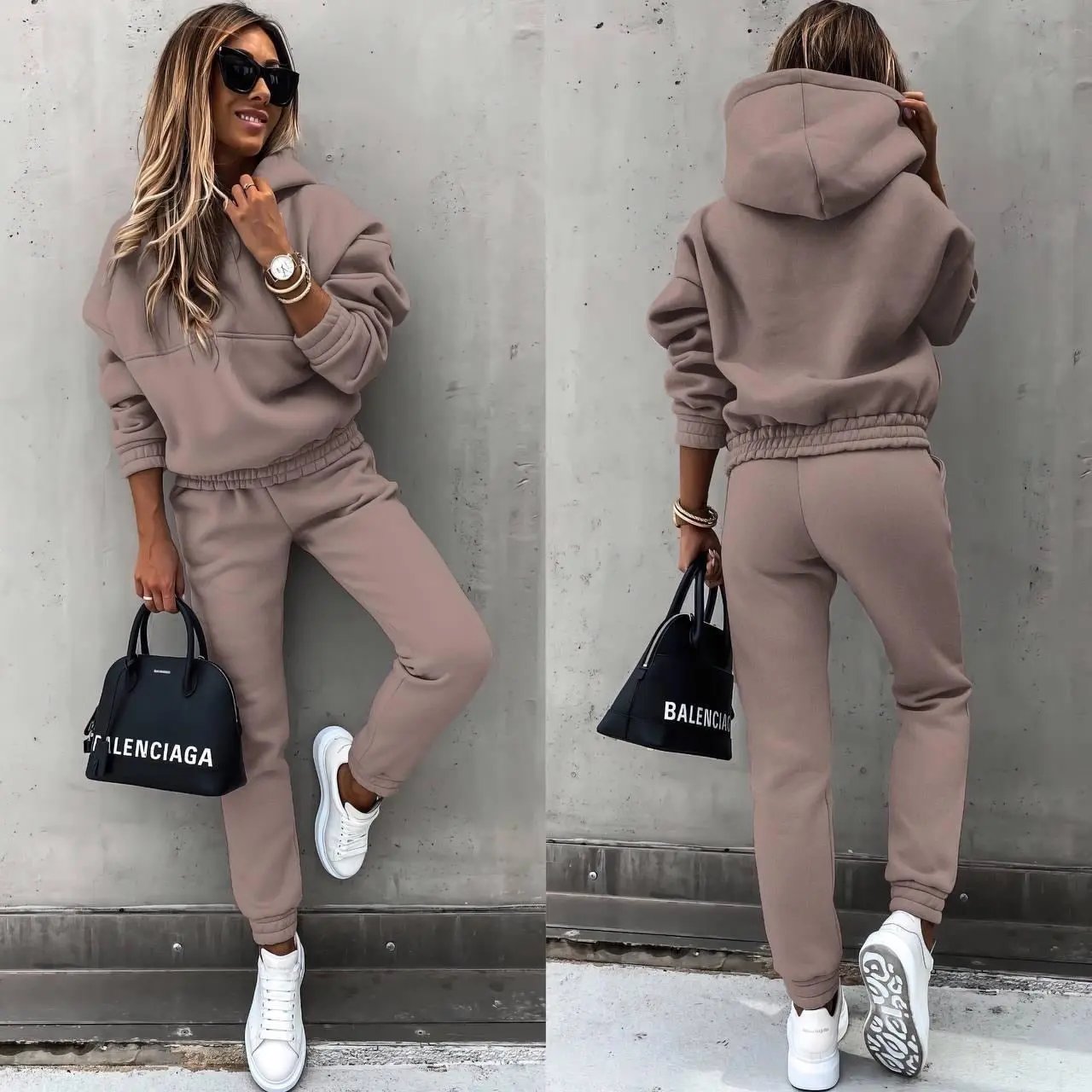 Women's Two Piece Set | Hooded Top, Tapered Joggers