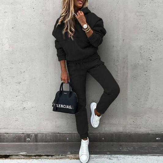 Women's Two Piece Set | Hooded Top, Tapered Joggers