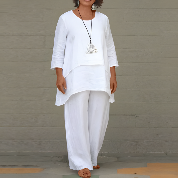 Women's Two Piece Set | Layered Tunic Trousers