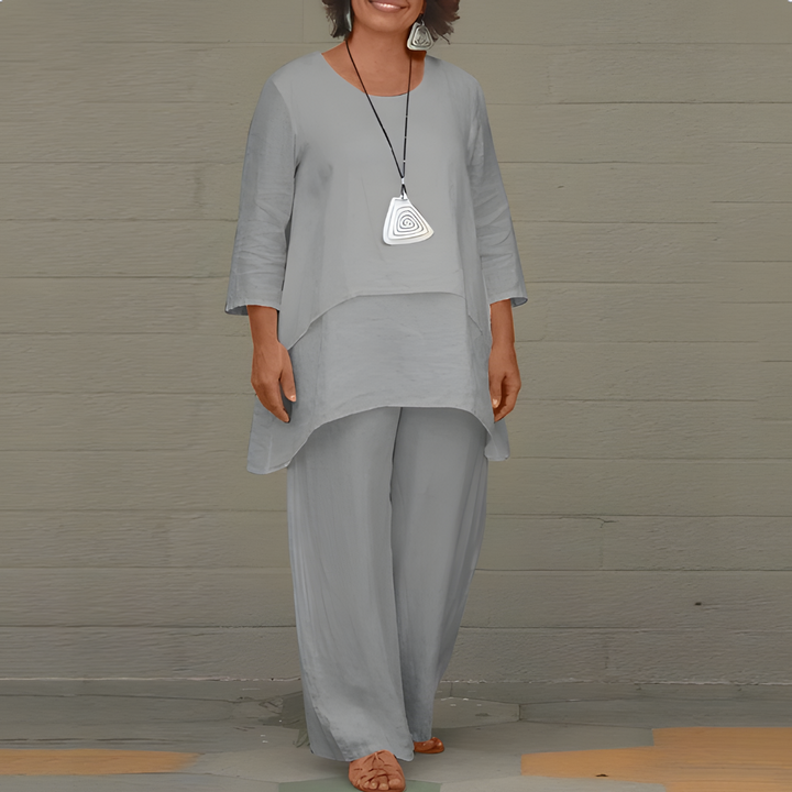 Women's Two Piece Set | Layered Tunic Trousers