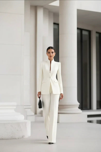 Women's Two Piece Set | Sculpted Blazer, Flared Trousers