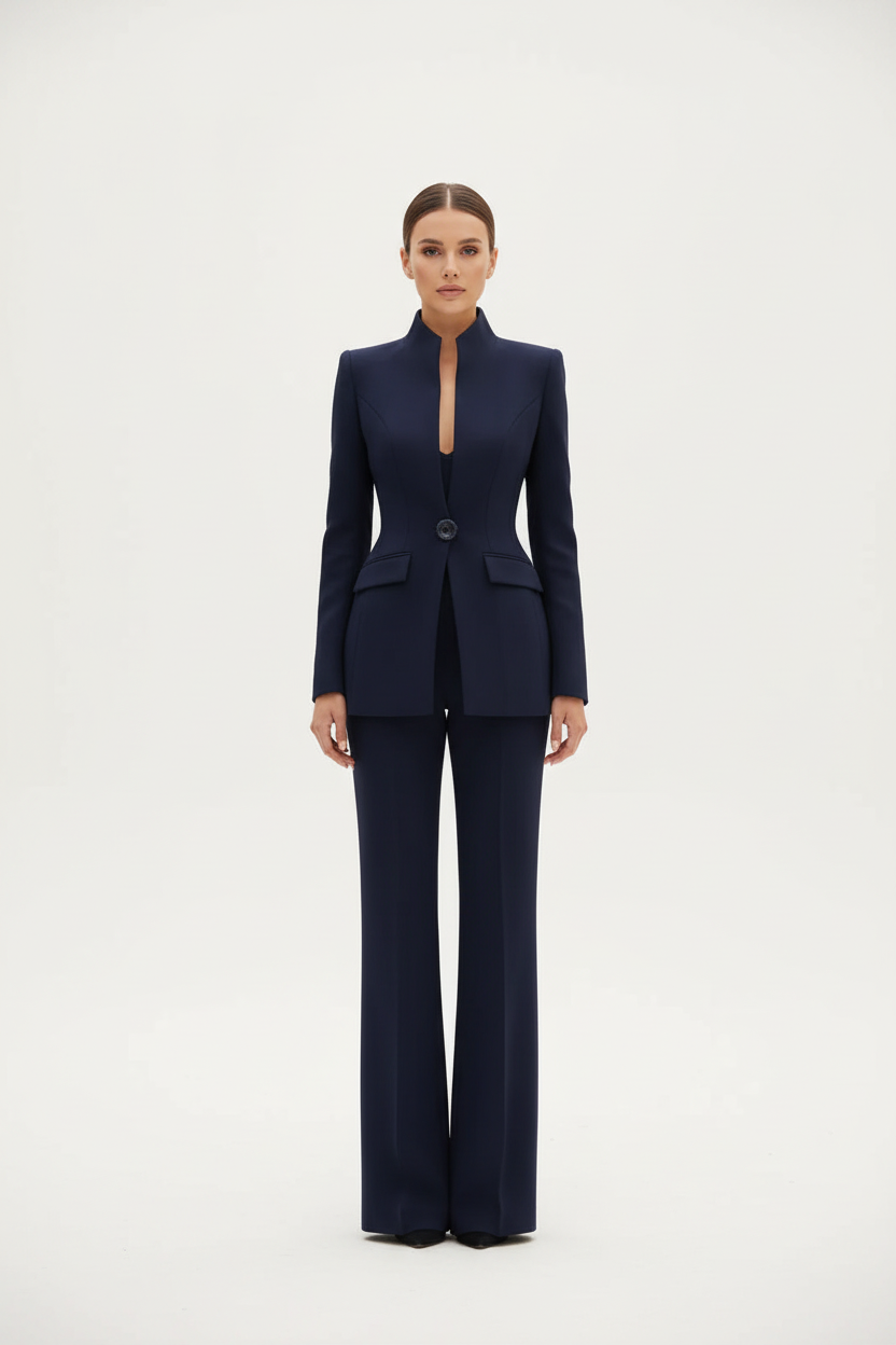 Women's Two Piece Set | Sculpted Blazer, Flared Trousers