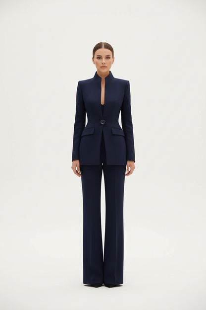 Women's Two Piece Set | Sculpted Blazer, Flared Trousers