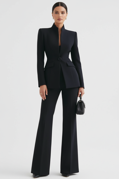Women's Two Piece Set | Sculpted Blazer, Flared Trousers