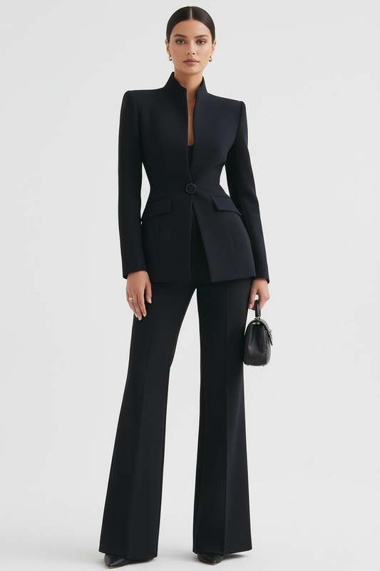 Women's Two Piece Set | Sculpted Blazer, Flared Trousers