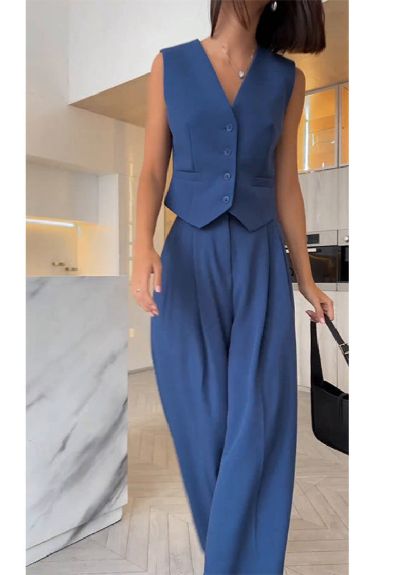 Women's Two Piece Set | Waistcoat Wide Leg