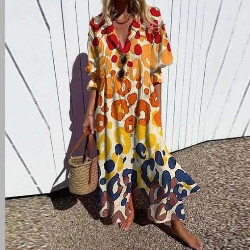 Women's V Neck Long Dress | Floral Print & Flowing Maxi Silhouette