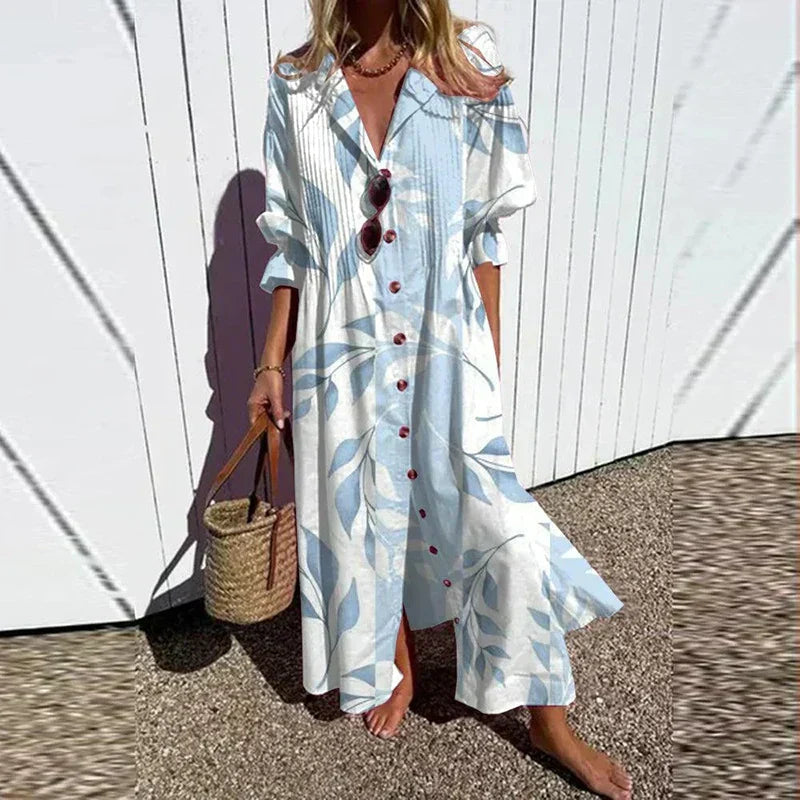 Women's V Neck Long Dress | Floral Print & Flowing Maxi Silhouette