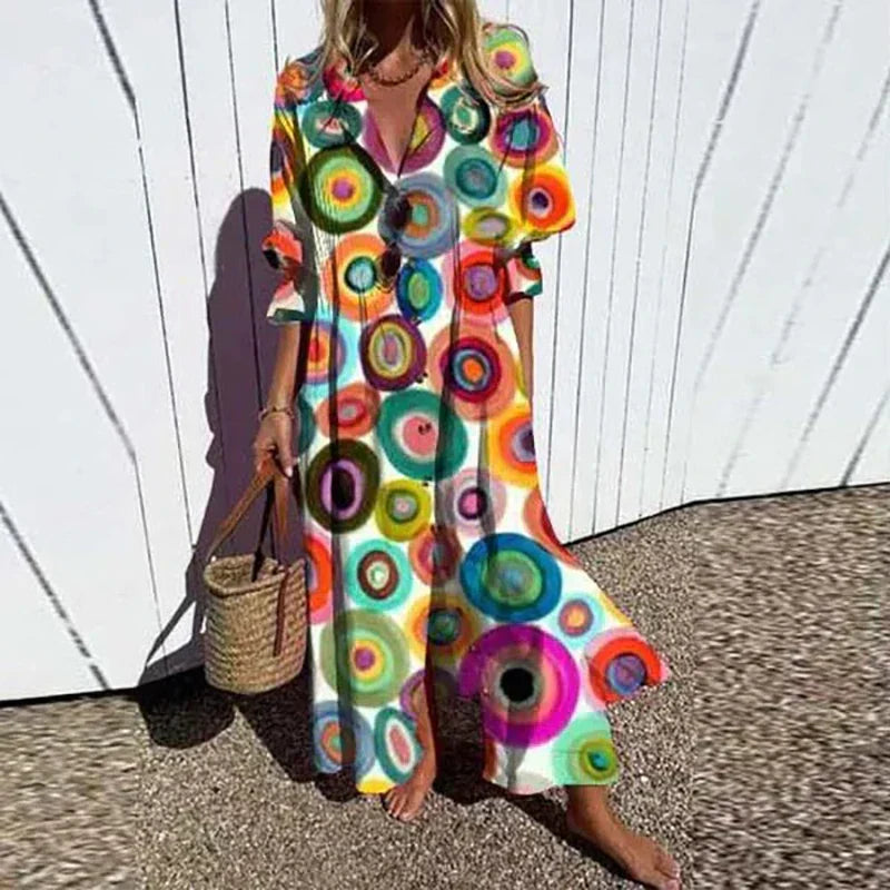 Women's V Neck Long Dress | Floral Print & Flowing Maxi Silhouette