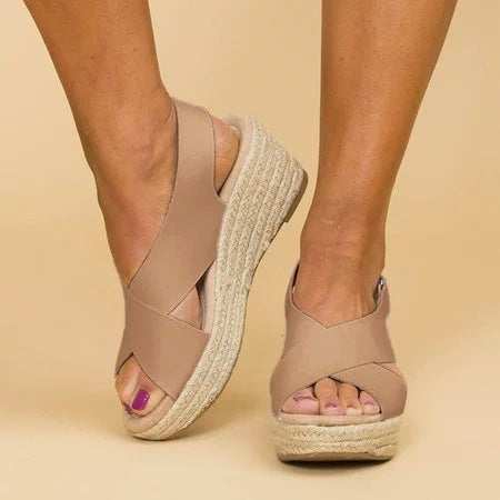 Women's Wedge Sandals | Crossover Straps, Braided Sole