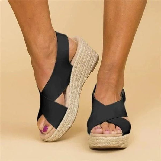 Women's Wedge Sandals | Crossover Straps, Braided Sole