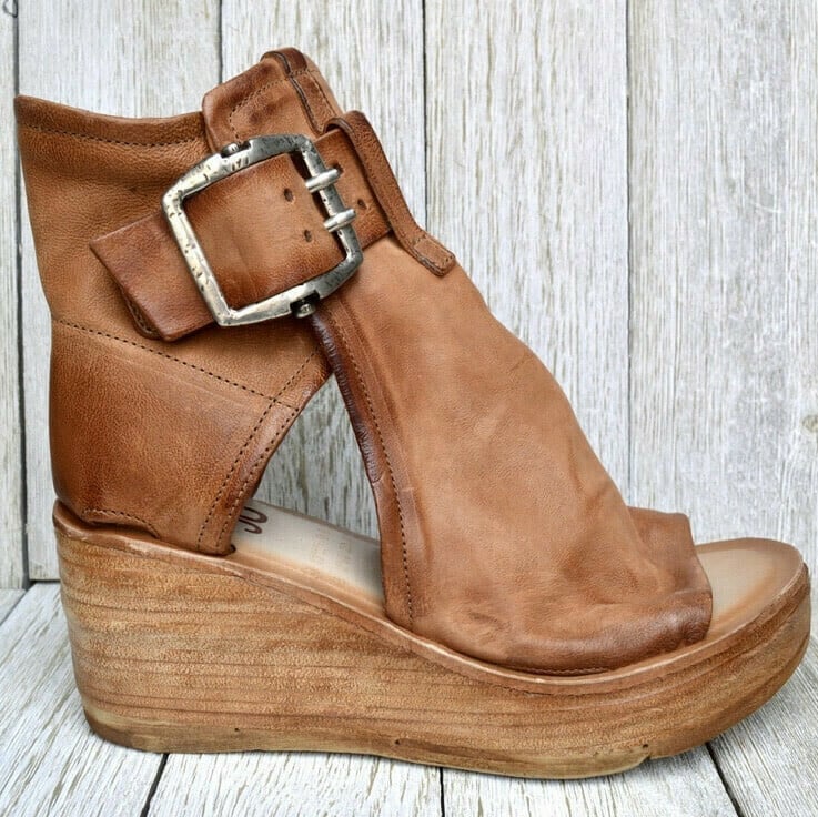 Women's Wedge Sandals | Peep Toe, Buckled Ankle Shaft