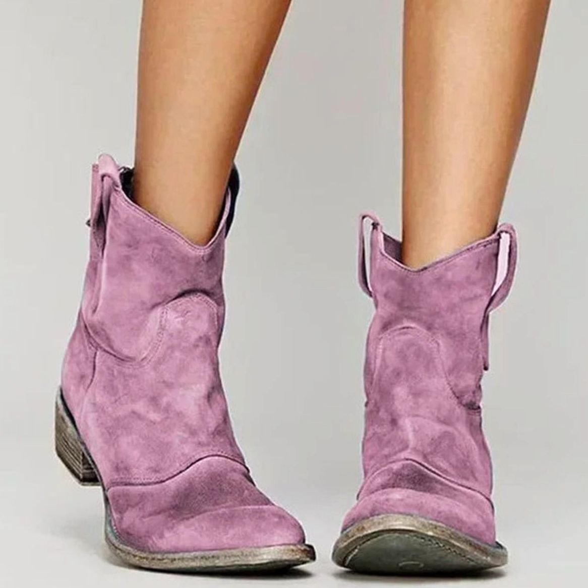 Peggy | Women's Vintage Western Suede Slip-On Ankle Boots