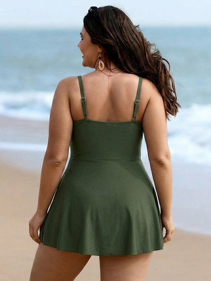 Womens One Piece Swimsuit Tummy Control Bathing Suit Criss Cross Front Swim Dress Beach Skirt 3