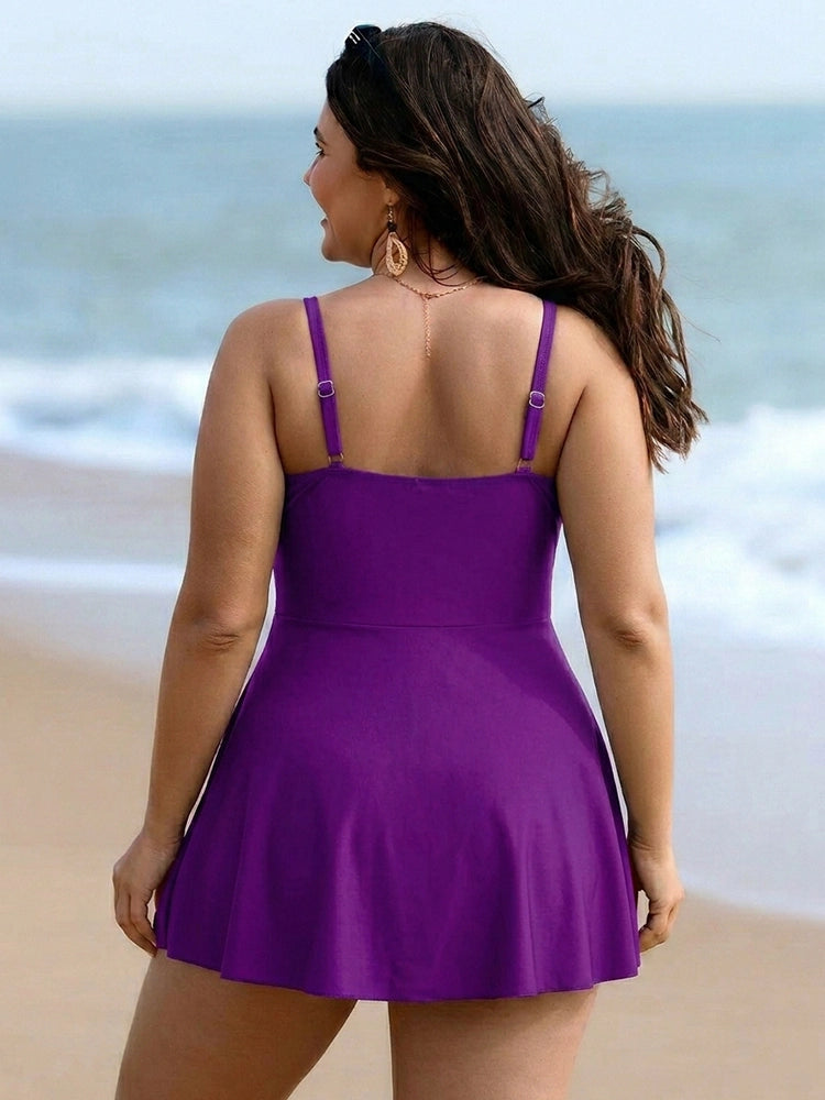 Womens One Piece Swimsuit Tummy Control Bathing Suit Criss Cross Front Swim Dress Beach Skirt 6