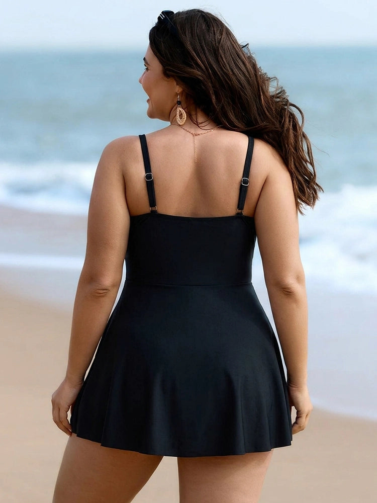Womens One Piece Swimsuit Tummy Control Bathing Suit Criss Cross Front Swim Dress Beach Skirt 8