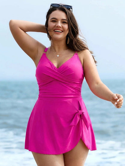 Womens One Piece Swimsuit Tummy Control Bathing Suit Criss Cross Front Swim Dress Beach Skirt 9