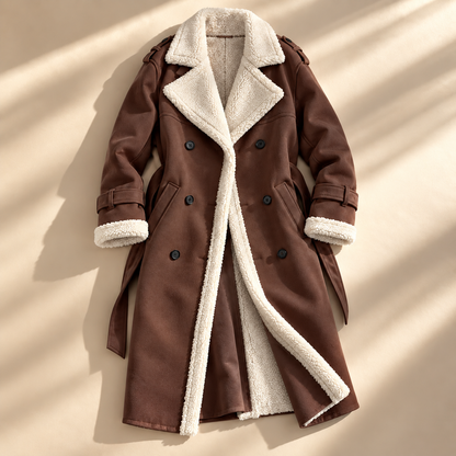 Women's Sherpa Trench Coat | Shearling Lapel & Belted Fit 2