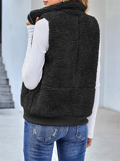 Women's Zip Up Vest | Sleeveless & Stand Collar
