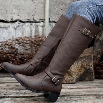 Women's Knee High Boots | Double Buckle Design 2