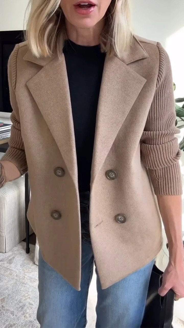 Women's Double-Breasted Blazer | Ribbed Sleeves & Tailored Fit 5