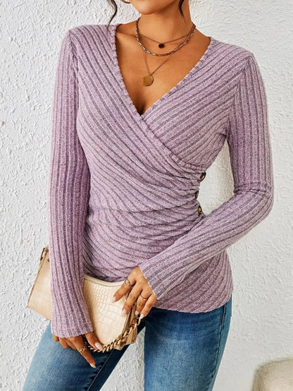 Women's V-Neck Top | Long Sleeve & Flattering Fit 1