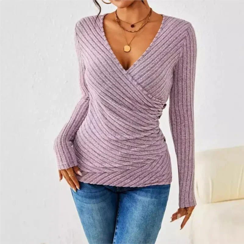 Women's V-Neck Top | Long Sleeve & Flattering Fit 2