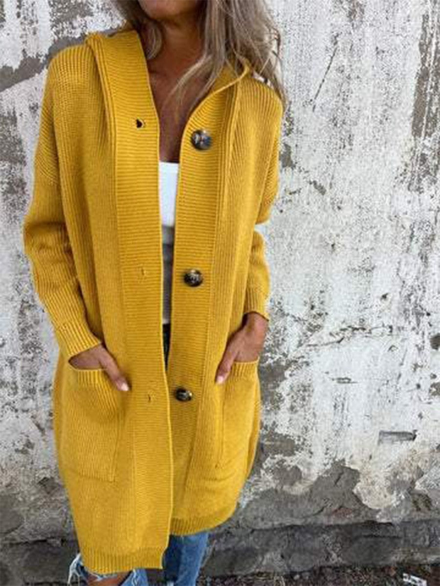Women's Long Hooded Cardigan | Button-Front Comfort
