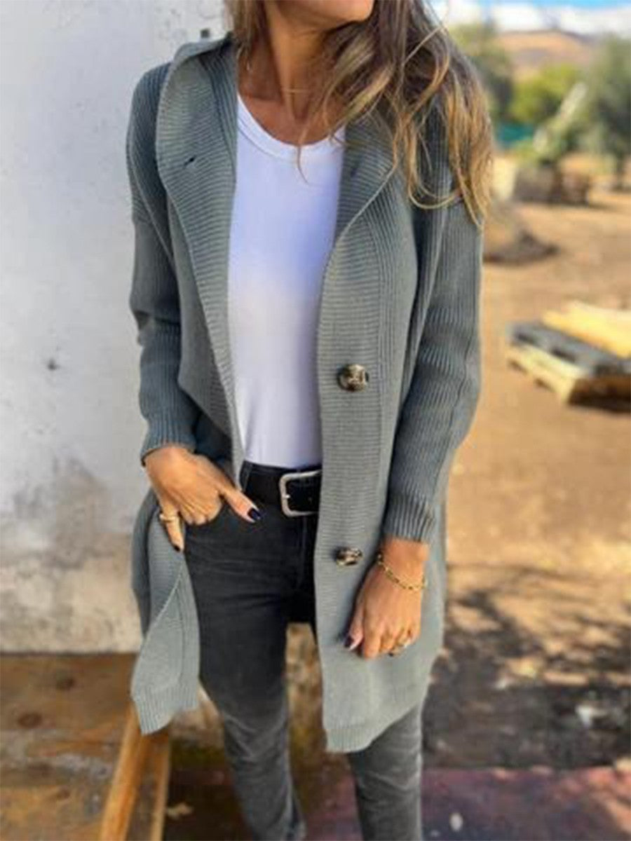 Women's Long Hooded Cardigan | Button-Front Comfort