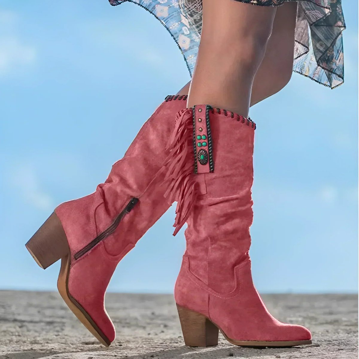Women's Fringe Knee High Boots | Western Boho Style 4
