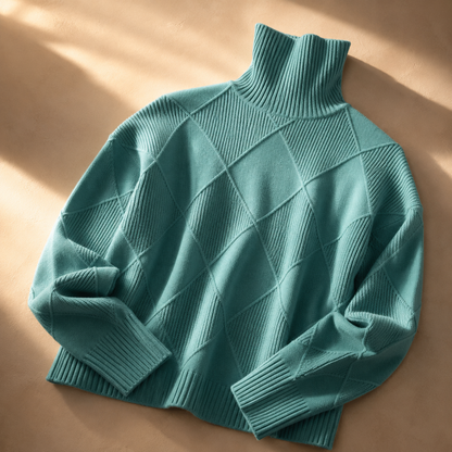 Women's Turtleneck Jumper | Textured Knit & Relaxed Fit 14