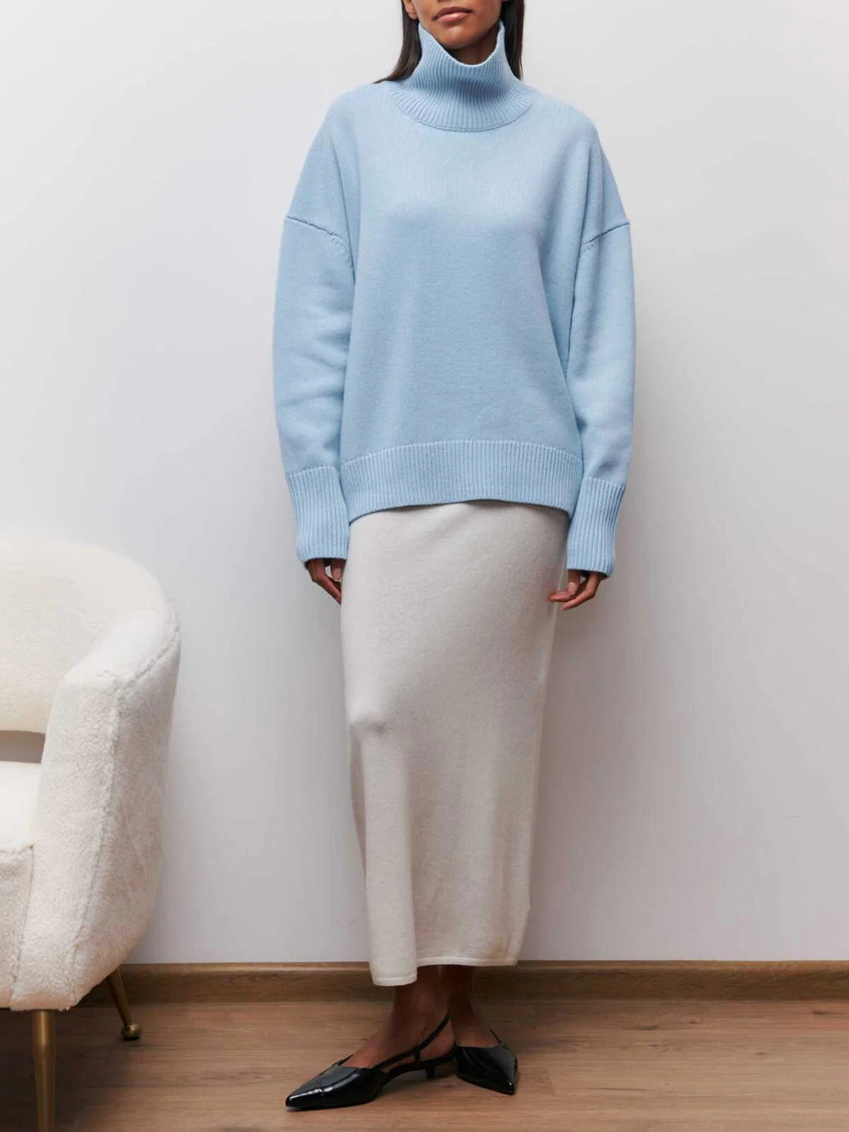 Women's Oversized Turtleneck Sweater | Relaxed Fit & Ribbed Knit