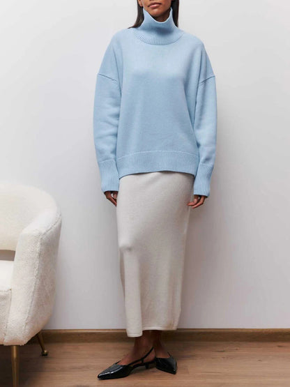 Women's Oversized Turtleneck Sweater | Relaxed Fit & Ribbed Knit