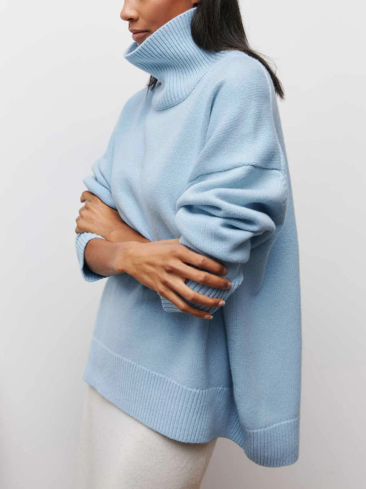 Women's Oversized Turtleneck Sweater | Relaxed Fit & Ribbed Knit
