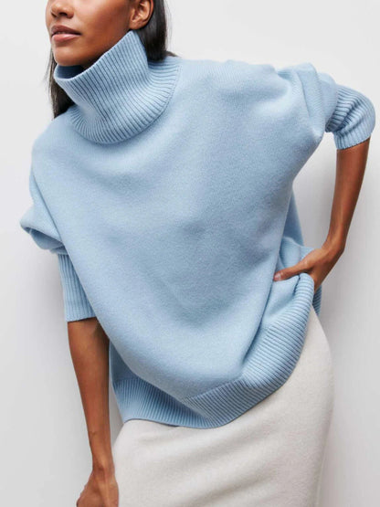 Women's Oversized Turtleneck Sweater | Relaxed Fit & Ribbed Knit