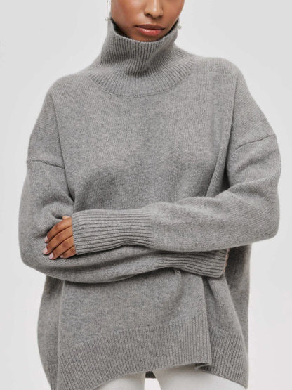 Women's Oversized Turtleneck Sweater | Relaxed Fit & Ribbed Knit