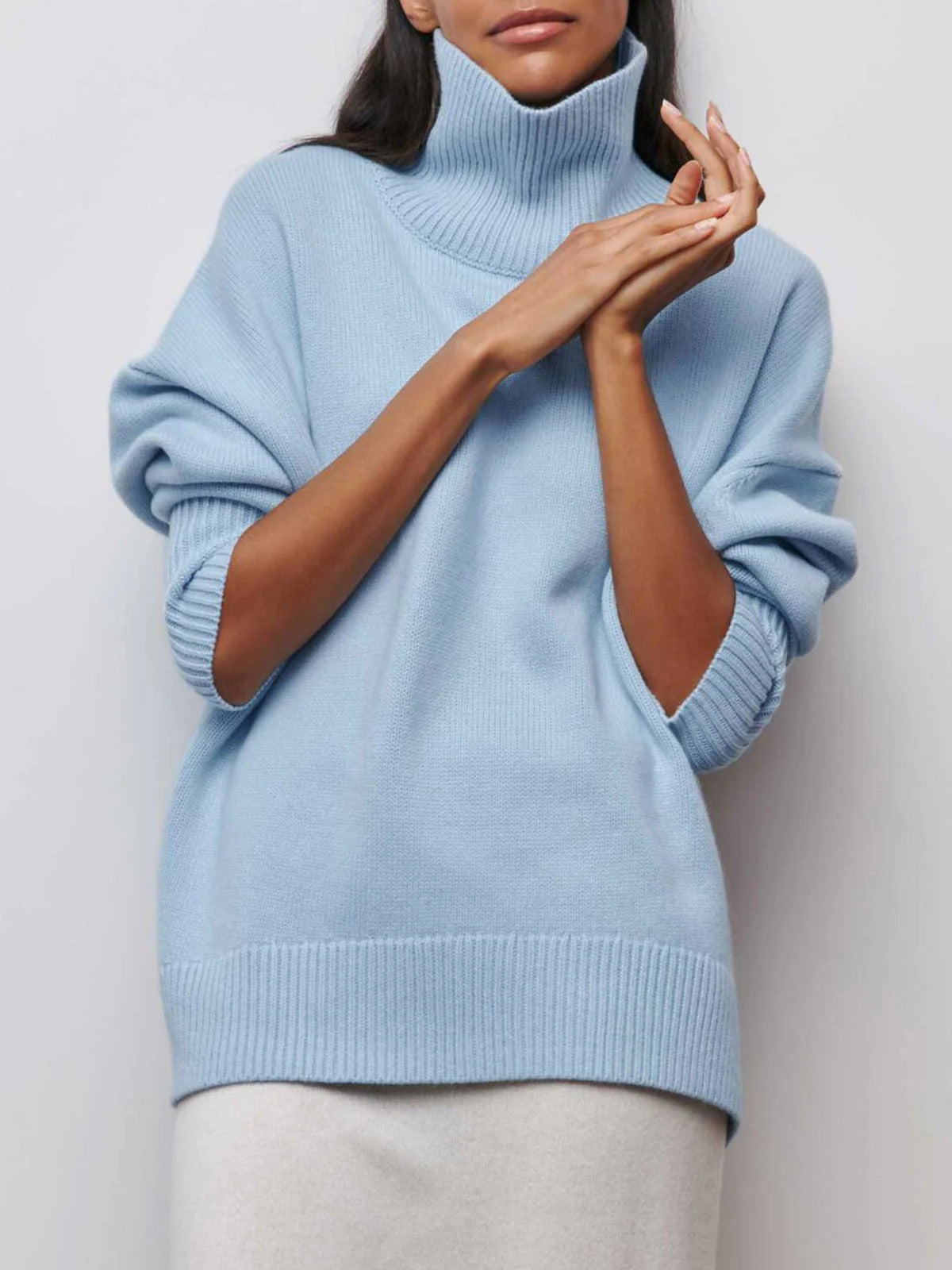 Women's Oversized Turtleneck Sweater | Relaxed Fit & Ribbed Knit