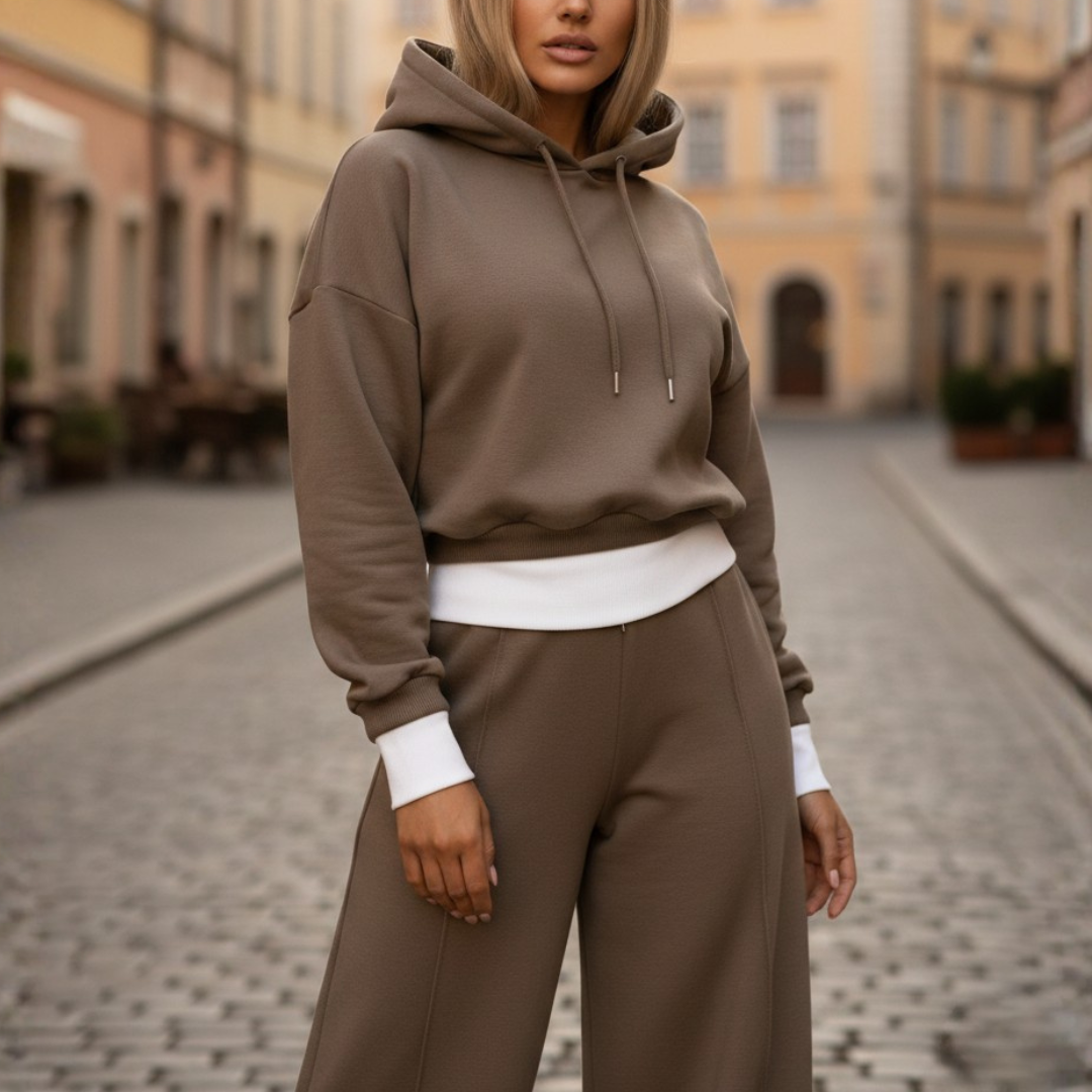 Women's Tracksuit Set | Cropped Hoodie & Wide-Leg Fit 7