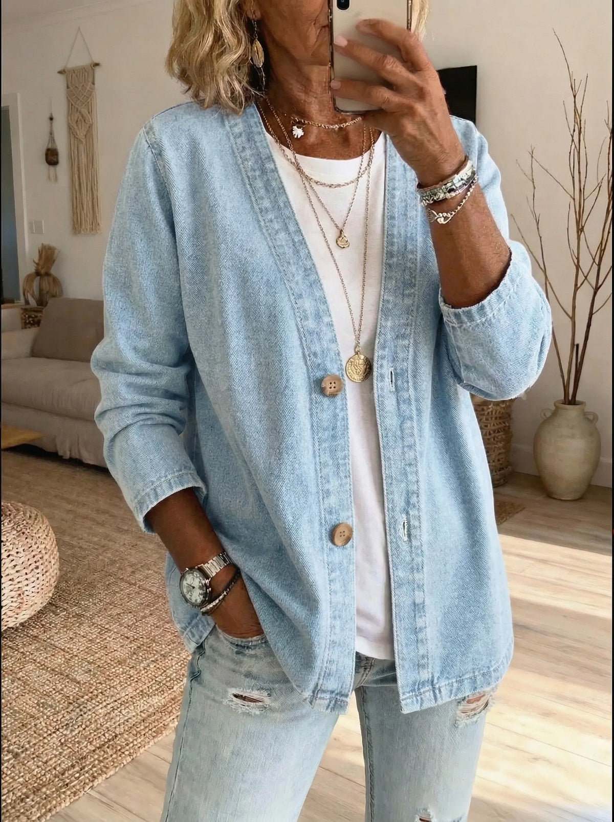 Women's Coat | Button-Up Front & Straight Fit