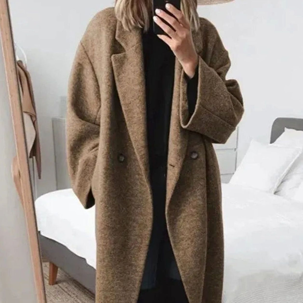 Carissa | Women's Oversized Relaxed-Fit Double-Breasted Long Coat