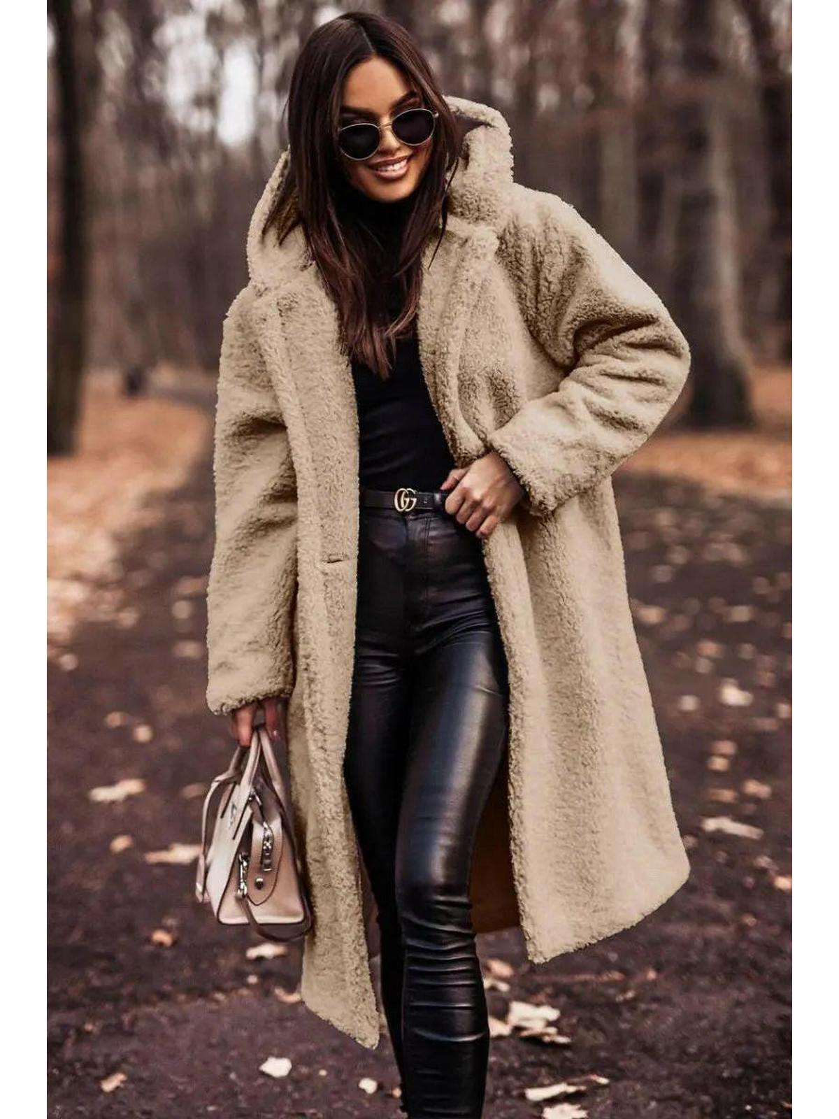 Beige Carol winter cozy coat by Lumina Wear, featuring a warm, stylish design perfect for cold weather.