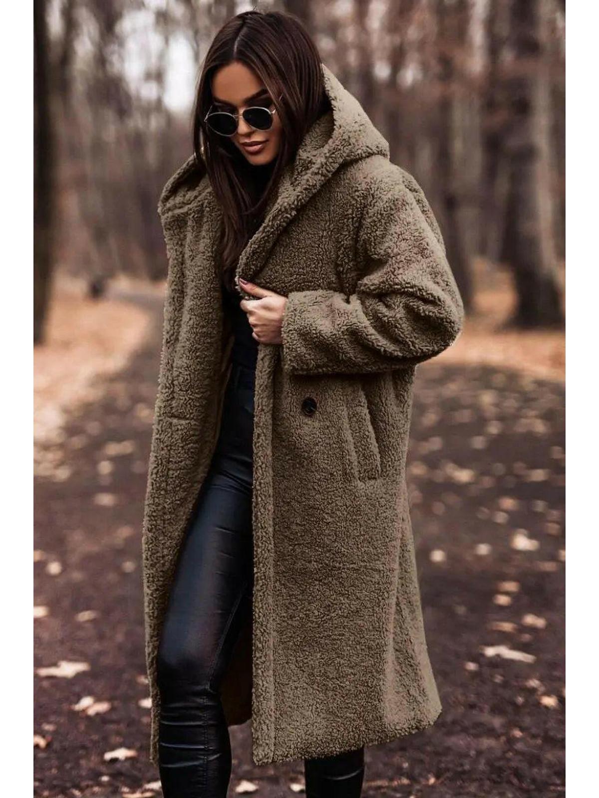 Beige Carol winter cozy coat by Lumina Wear featuring a warm, stylish design perfect for chilly weather.