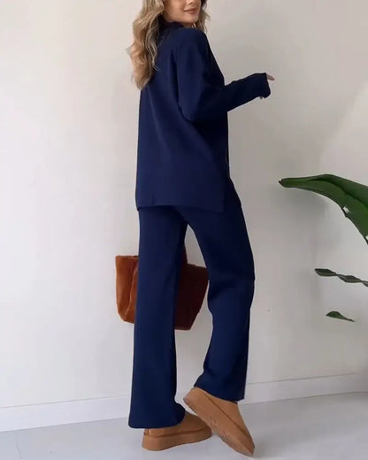 Women's Knit Two-Piece Set | V-Neck & Relaxed Fit 9