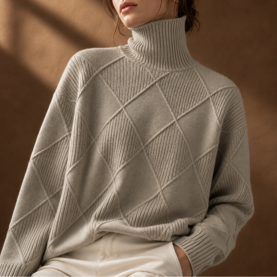 Women's Turtleneck Jumper | Textured Knit & Relaxed Fit 10