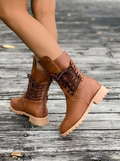 Image of Christine | Women's Lace-Up Mid-Calf Boots