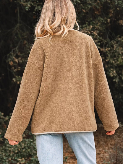 Women's Sherpa Jacket | Button-Down & Relaxed Fit