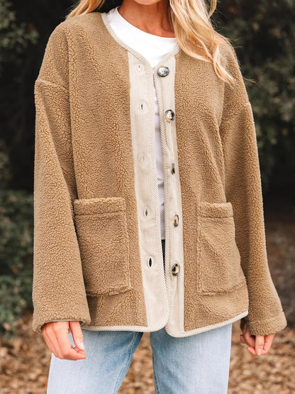 Women's Sherpa Jacket | Button-Down & Relaxed Fit