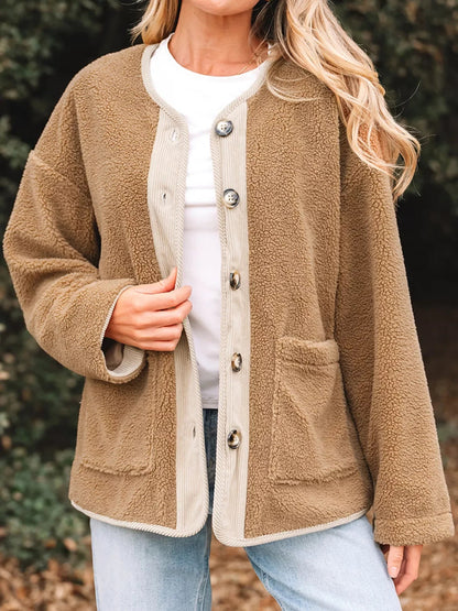 Women's Sherpa Jacket | Button-Down & Relaxed Fit
